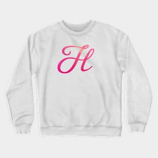 Letter H Monogram, Pink Color Personalized Design Crewneck Sweatshirt